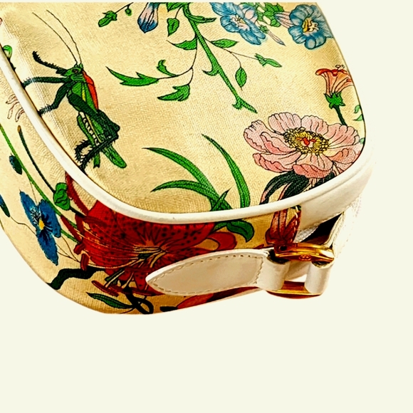 GUCCI Rare Vintage Flora White Leather Oval Crossbody- 007 113 0115 - Picture 5 of 16